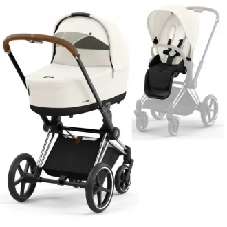 Коляска 2 в 1 Cybex Priam 2025 Off White шассі Chrome Brown Білий - Фото 3