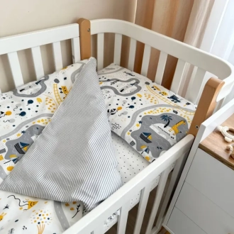 Комплект сменного белья MSonya (Маленькая Соня) Baby Mix Железная дорога 110×90 см Желтый - Фото 4