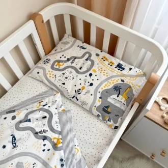 Комплект сменного белья MSonya (Маленькая Соня) Baby Mix Железная дорога 110×90 см Желтый - Фото 5