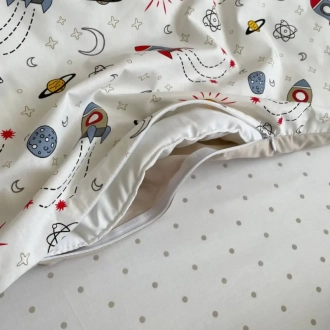 Комплект сменного белья MSonya (Маленькая Соня) Baby Mix Ракеты 110×90 см Бежевый - Фото 1