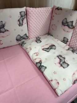 Комплект постельное Ведмедик Медвежонок на облачке 6 предметов, плюш Розовый - Фото 1