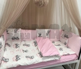 Комплект постельное Ведмедик Медвежонок на облачке 6 предметов, плюш Розовый