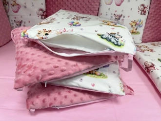 Комплект постельное Ведмедик Слонята и жирафы 6 предметов, плюш Розовый - Фото 2