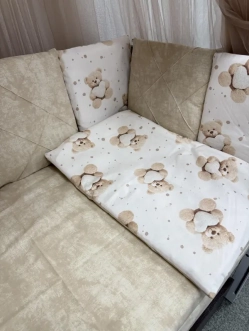 Комплект постельного белья Ведмедик Медвежонок с сердечком 6 предметов, стеганый Бежевый - Фото 2