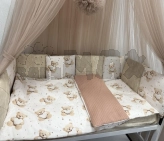 Комплект постельного белья Ведмедик Медвежонок с сердечком 6 предметов, стеганый Бежевый