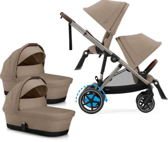 Коляска для двойни 2 в 1 Cybex Gazelle S Almond Beige/Бежевый - Фото 2