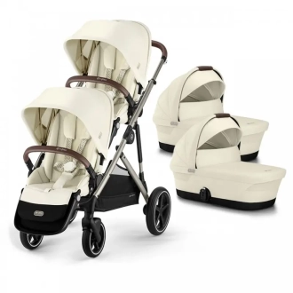 Коляска для двойни 2 в 1 Cybex Gazelle S Seashell Beige/Молочный - Фото 5