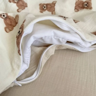 Комплект сменного белья MSonya (Маленькая Соня) Teddy 110×90 см, муслин Молочный - Фото 3