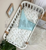 Комплект сменного белья MSonya (Маленькая Соня) Веточки котик 110×90 см, фланель  Мятный