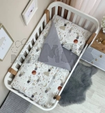 Комплект сменного белья MSonya (Маленькая Соня) Зайцы на лесенке 110×90 см, фланель Серый