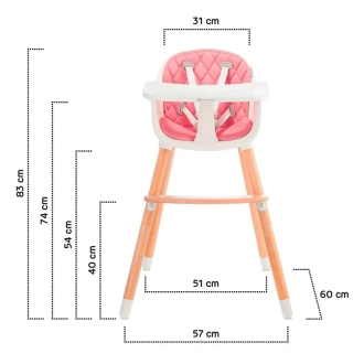 Стільчик для годування Kinderkraft Sienna Pink/Рожевий - Фото 1