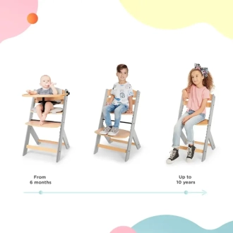 Стульчик для кормления с подушкой Kinderkraft Enock Gray Wood Серый - Фото 1