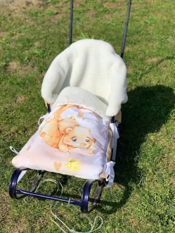 Конверт зимний для новорожденных Mexs Медвежонок, овчина Молочный - Фото 1