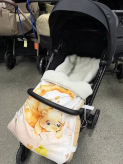 Конверт зимний для новорожденных Mexs Медвежонок, овчина Молочный - Фото 2