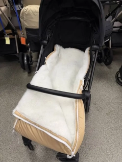 Конверт зимний для новорожденных Mexs, овчина Бежевый - Фото 2