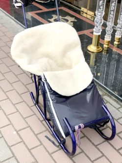 Зимний конверт для новорожденных Mexs, овчина Голубой - Фото 3