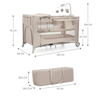 Манеж с пеленатором Kinderkraft Joy 2 Beige/Бежевый - Фото 3