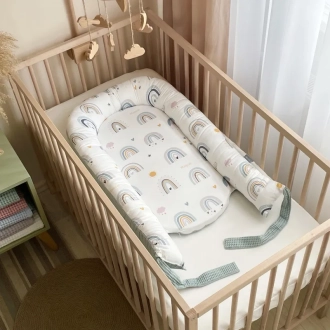 Кокон для новорожденного MSonya (Маленькая Соня) Nordic Радуги Мятный - Фото 1