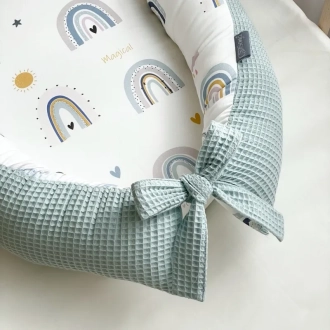 Кокон для новорожденного MSonya (Маленькая Соня) Nordic Радуги Мятный - Фото 2
