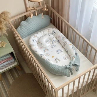 Кокон для новорожденного MSonya (Маленькая Соня) Nordic Радуги Мятный - Фото 4