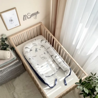 Кокон для новорожденного MSonya (Маленькая Соня) Nordic Дино Синий - Фото 2