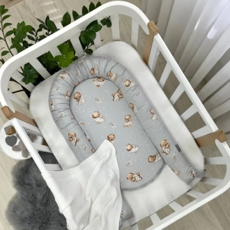 Кокон для новорожденного MSonya (Маленькая Соня) Baby Design Мишка в одеяле Серый - Фото 1
