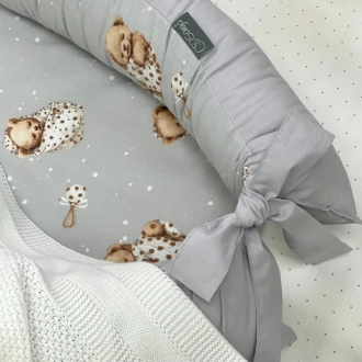 Кокон для новорожденного MSonya (Маленькая Соня) Baby Design Мишка в одеяле Серый - Фото 3
