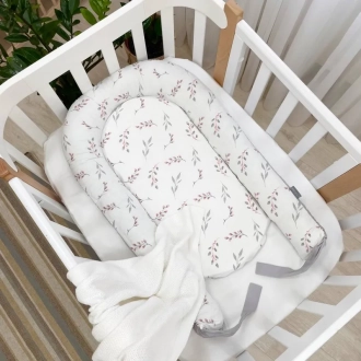 Кокон для новорожденного MSonya (Маленькая Соня) Baby Design Веточки котики Пудровый - Фото 5