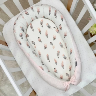 Кокон для новорожденного MSonya (Маленькая Соня) Baby Design Перо Пудровый - Фото 1