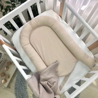 Кокон для новорожденного MSonya (Маленькая Соня) Baby Design Сердца Серо-бежевый - Фото 1