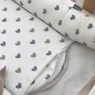 Кокон для новорожденного MSonya (Маленькая Соня) Baby Design Сердца Серо-бежевый - Фото 4
