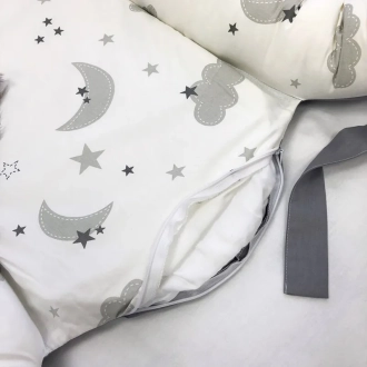 Кокон для новорожденного MSonya (Маленькая Соня) Baby Design Облака с луной Серый - Фото 4
