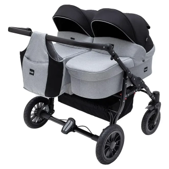 Коляска для двойни 2 в 1 Bair Sorento DUO BS-05 Серый/черный - Фото 1