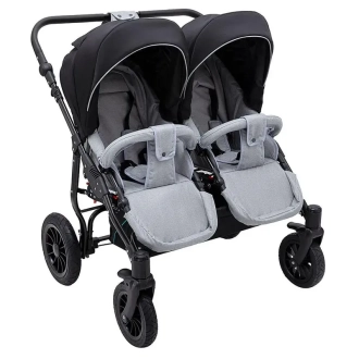 Коляска для двойни 2 в 1 Bair Sorento DUO BS-05 Серый/черный - Фото 3