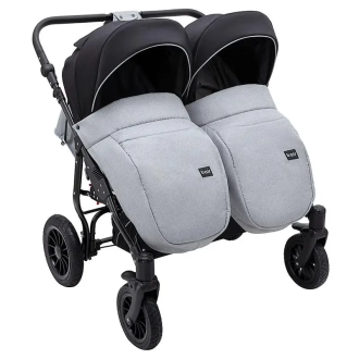Коляска для двойни 2 в 1 Bair Sorento DUO BS-05 Серый/черный - Фото 4