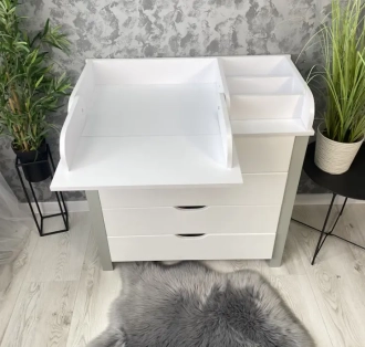 Комод пеленальный Престиж ДСП 90 см Бело-серый - Фото 2