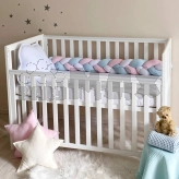Бортик-коса в кроватку MSonya (Маленькая Соня) 120 см Белый/мята светлая/розовый