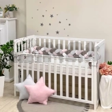 Бортик-коса в кроватку MSonya (Маленькая Соня) 220 см Белый/серый/розовый