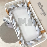 Бортик-коса в кроватку MSonya (Маленькая Соня) 360 см Белый/серый/бледно-голубой