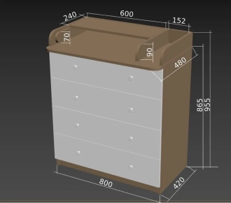 Комод пеленальный MU КМ-2-П 80 см Белый - Фото 1