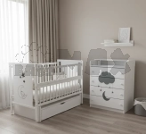 Комплект мебели Babymax Кроватка Медвежонок и Комод-80 Белый