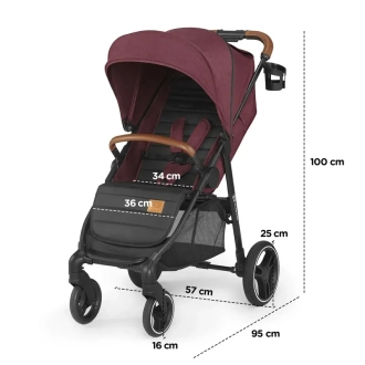 Коляска прогулочная Kinderkraft Grande 2020 Burgundy/Бордовый - Фото 4
