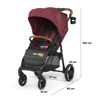 Коляска прогулочная Kinderkraft Grande LX Burgundy/Бордовый - Фото 3