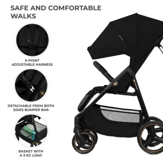 Коляска прогулочная Kinderkraft Trig 3 Onyx Black/Черный - Фото 1
