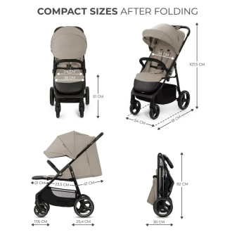 Коляска прогулочная Kinderkraft Trig 3 Stone Beige/Бежевый - Фото 4