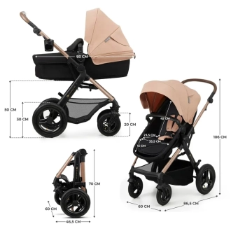 Коляска 3 в 1 Kinderkraft Moov 2 Air Sand Beige/Бежевый - Фото 1