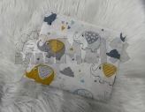 Пеленка M&Ababy Слонята 95×110 см, ситец Бело-серый