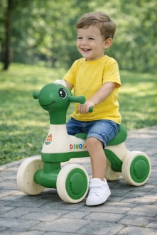 Беговел толокар Tilly BB-0001 Dino муз.мир /1/ Бело-зеленый - Фото 1