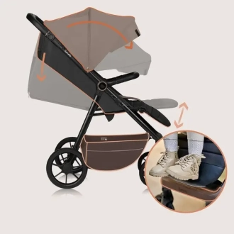 Коляска прогулочная Lionelo Mira Beige Sand/Бежевый - Фото 2