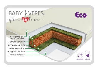 Матрас детский Veres ECO Льняное волокно Кокос 120×60×8 см - Фото 1